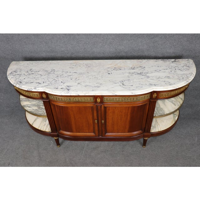 19th C. French Louis XVI Style Marble Top Bronze Mounted Sideboard For Sale - Image 4 of 16