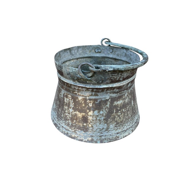 Late 19th Century Antique Primitive Bucket, Cauldron or Pail With Handle For Sale - Image 9 of 12