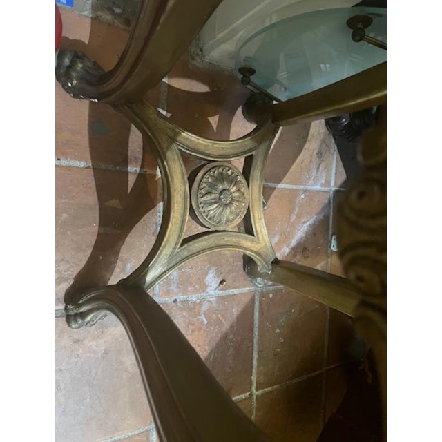 Antique Ceramic Blue Vase on Stand With Brass Motifs For Sale In West Palm - Image 6 of 7