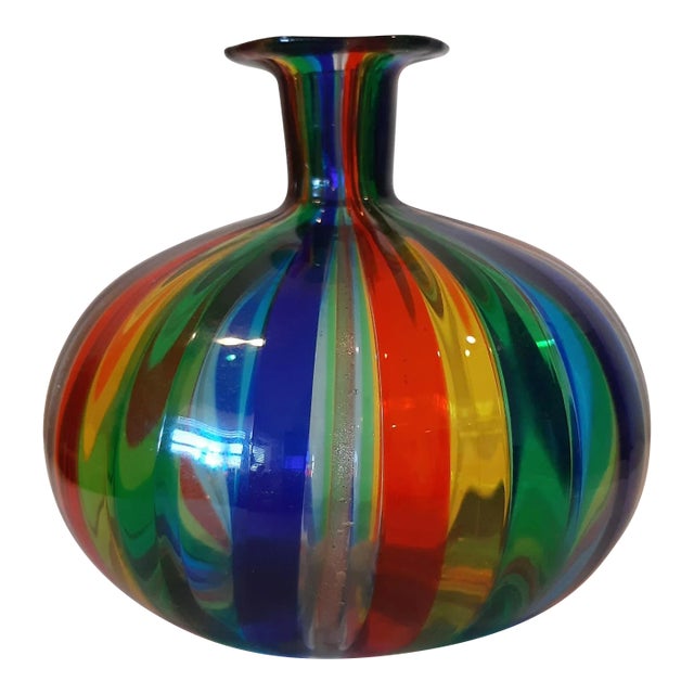 Mid Century Oggetti Italian Art Glass Venini Murano Rainbow Adventurene For Sale
