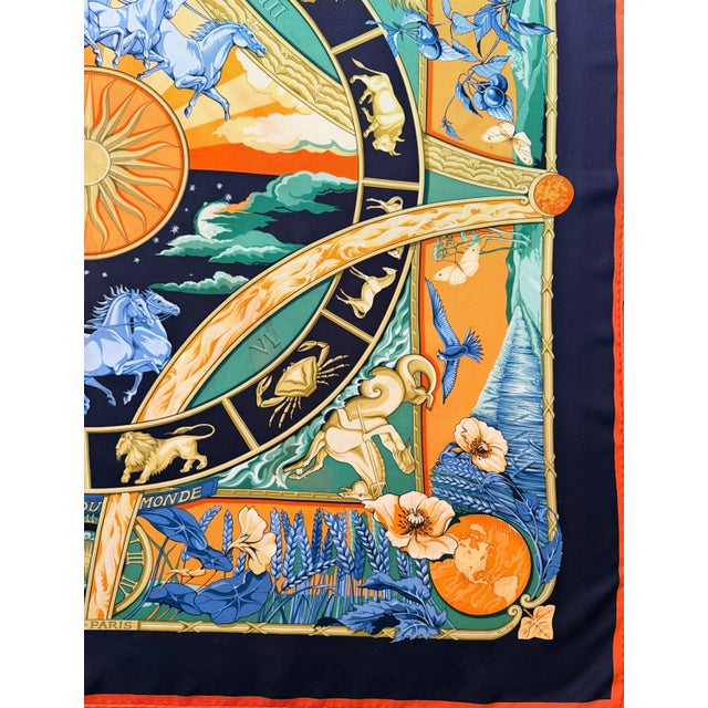 Late 20th Century HERMÈS RYTHMES du MONDE Silk Scarf designed by Bourhoumieux Laurence 1999 For Sale - Image 5 of 9