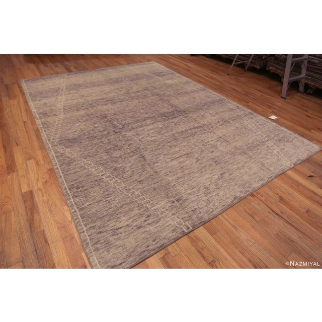 Decorative Modern Contemporary Neutral Grey Geometric Minimalist Area Rug, Country of origin: Central Asia, Circa date:...