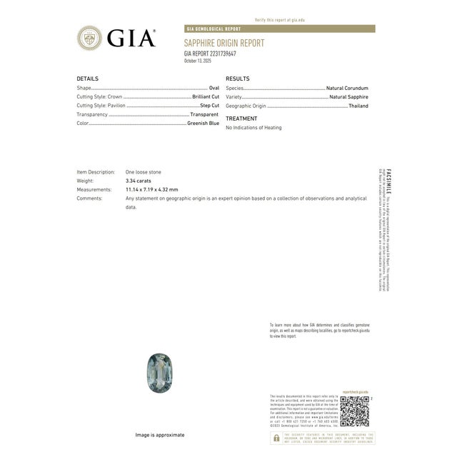 Metal Gia 3.34 Carat No Heat Sapphire Diamond Platinum Engagement Ring, Size 7.25 For Sale - Image 7 of 7