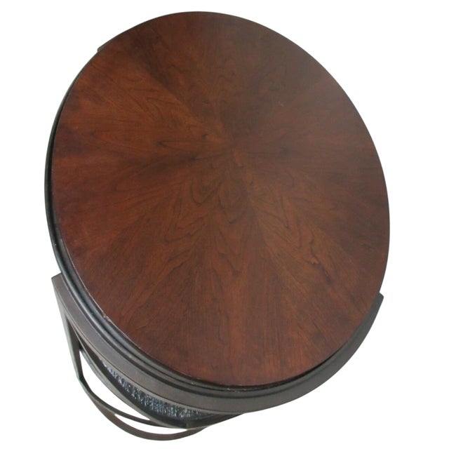 1990s Attributed to Stanley Furniture Modern Cherry Iron Land End Table Shelf Display For Sale - Image 9 of 11