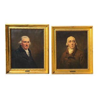 1930’s Pair of English Oil on Canvas Portraits by M. Moussa Ayoub For Sale