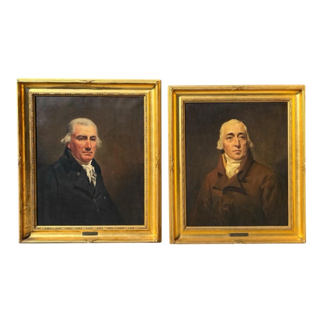 1930’s Pair of English Oil on Canvas Portraits by M. Moussa Ayoub For Sale