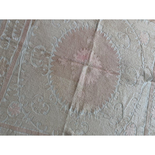 Suzani Textile Wall Art — Bohemian Embroidery, 4'7'' X 5'1'' For Sale - Image 9 of 10