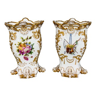 Porcelain Rococo Spill Vases from Jacob Petit, 1840, Set of 2 For Sale