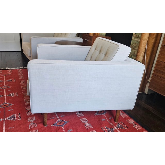 Mid-Century Modern Pair of MXM Design Tufted MCM Lounge Chairs Neutral Color For Sale - Image 3 of 12
