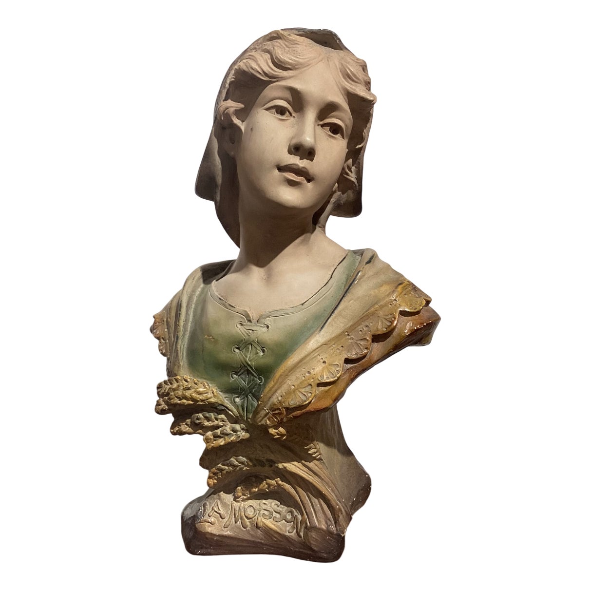 La Moisson Bust in Polychrome Gesso from Freres Citti | Chairish