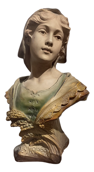 La Moisson Bust in Polychrome Gesso from Freres Citti