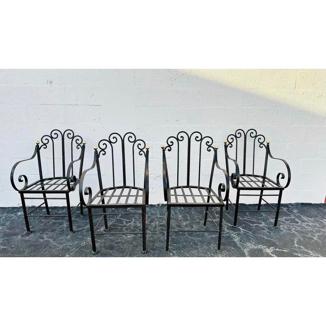 Late 20th Century Mario Papperzini Style Iron Bronze Dining Chairs- Set of 4 For Sale - Image 11 of 11