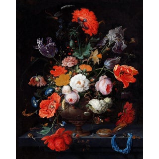 Reproduction Painted Flower Bouquet Dutch Floral Still Life Print Unframed For Sale