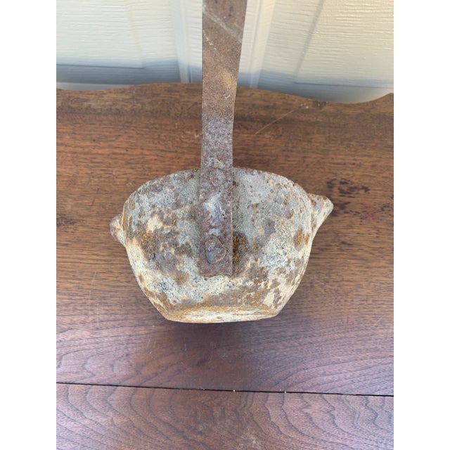 Monumental Hand-Forged Iron Commercial Ladle With Original Patina For Sale - Image 11 of 13