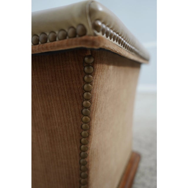 Brown Leather Seat Square Lift Top Stool W. Storage For Sale - Image 8 of 12