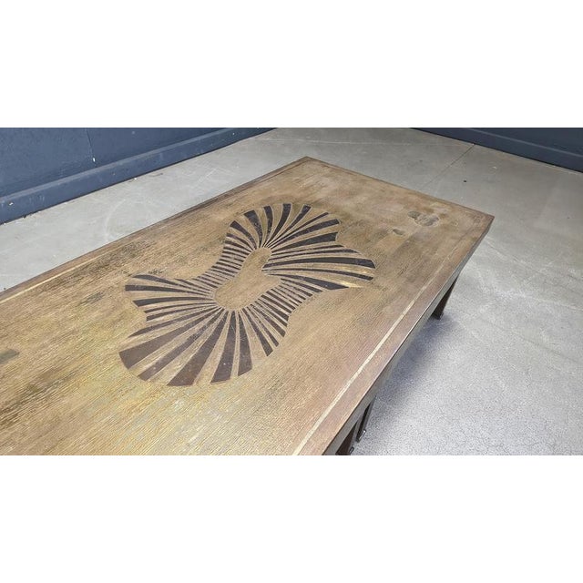 Hollywood Regency Vintage Etched Brass Coffee Table, 1970s For Sale - Image 3 of 12