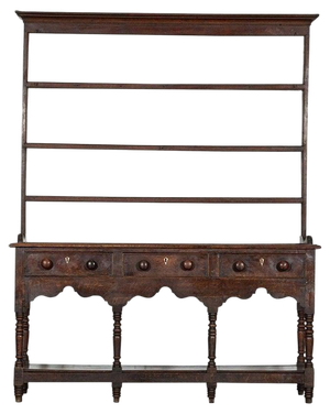 Antique English George II Oak Potboard Dresser, 1760
