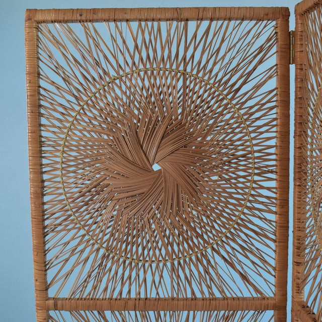 1960s Buri Rattan 3 Panel Screen | Chairish