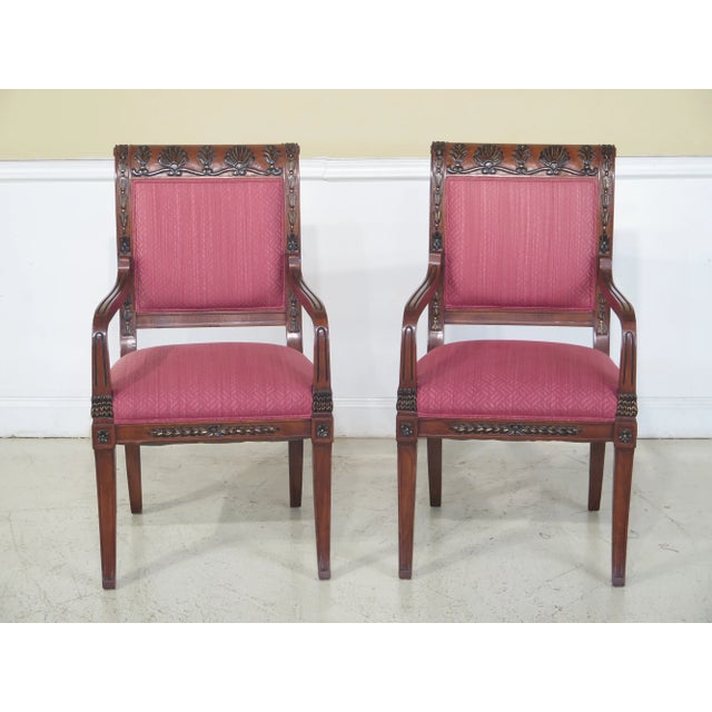 Neoclassical Upholstered Open Arm Chairs - a Pair For Sale - Image 11 of 11