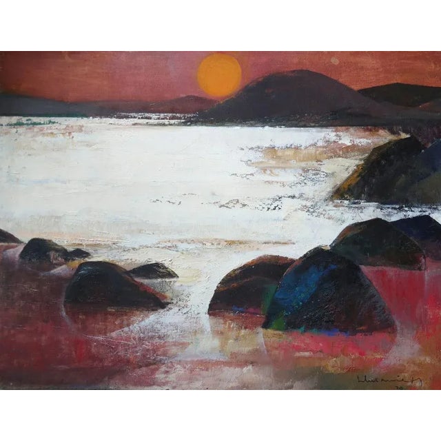 Modern Laimdots Murnieks, Sunset, 1979, Oil on Canvas For Sale - Image 3 of 3