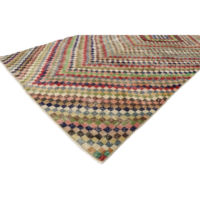 Mid-Century Modern Vintage Turkish Sivas Rug, 05'01 X 07'08 For Sale - Image 3 of 10