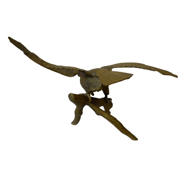 American Mid 20th Century Brass Eagle Statue For Sale - Image 3 of 6