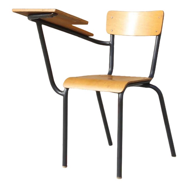 Steel & Wood Student Desk Chair by Jacques Hitier, France, 1950s For Sale