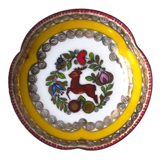 Austrian Enamel Jewely or Pill Dish with Stag Buck Deer For Sale