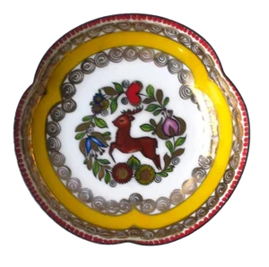 Austrian Enamel Jewely or Pill Dish with Stag Buck Deer