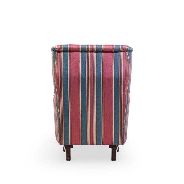 Edward Wormley for Dunbar Janus Mid Century Wingback Mahogany Lounge Chair and Ottoman For Sale In Chicago - Image 6 of 10