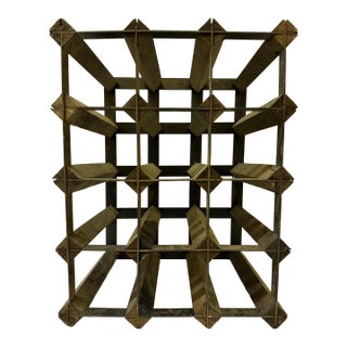 Vintage Industrial Wood & Galvanized Iron 12-Bottle Wine Rack For Sale