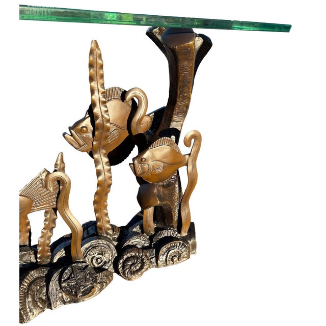 Bronze 1970s Restored Aquatic Bronze Console Table by Phyllis Morris For Sale - Image 8 of 11