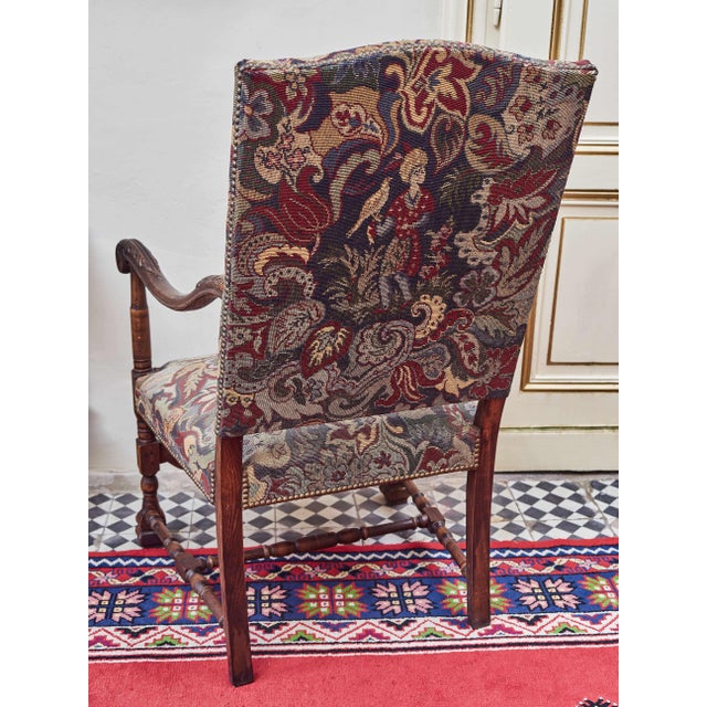 Sun King Style Armchairs in Oak, Set of 2 For Sale - Image 9 of 12