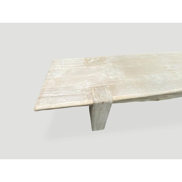 Andrianna Shamaris Bleached Teak Wood Long Bench For Sale - Image 11 of 18