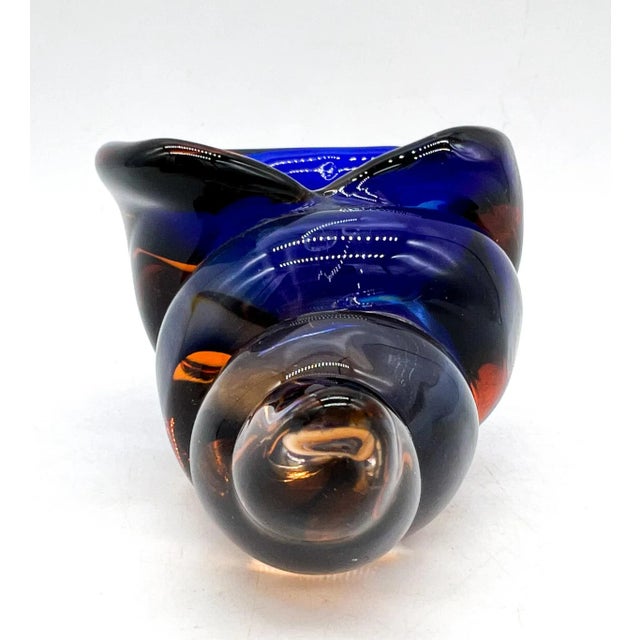 Glass 20th Century Somerso Murano Glass Shell- Blue, Orange and Transparent For Sale - Image 7 of 12