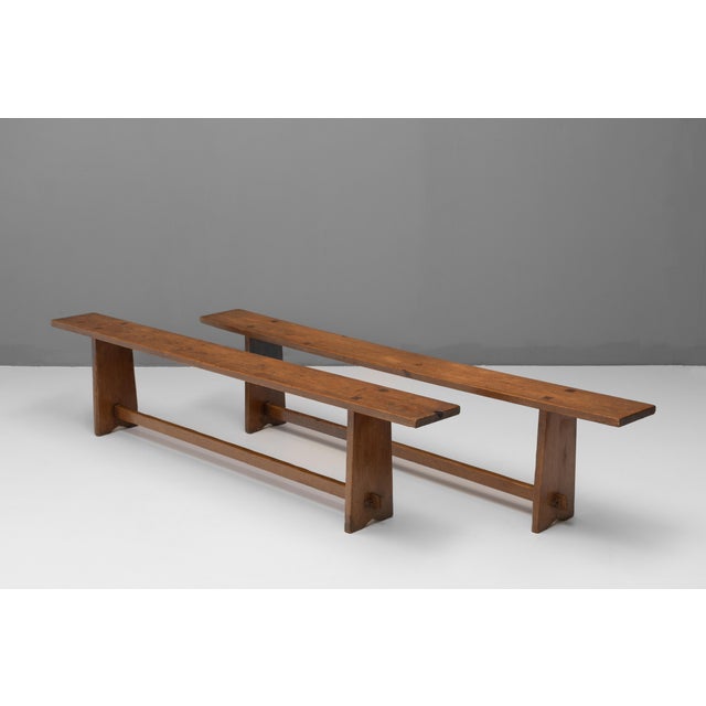 Vintage Pine Benches, 1920, Set of 2 For Sale - Image 3 of 7