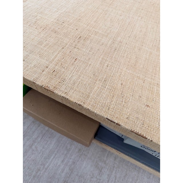 Mid-Century Modern Crate & Barrel Meadow Grasscloth Coffee Table For Sale - Image 3 of 12