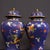 Blue Pair of Vintage Chinese Blue Cloisonné "Dragon & Phoenix" Covered Jars For Sale - Image 8 of 10