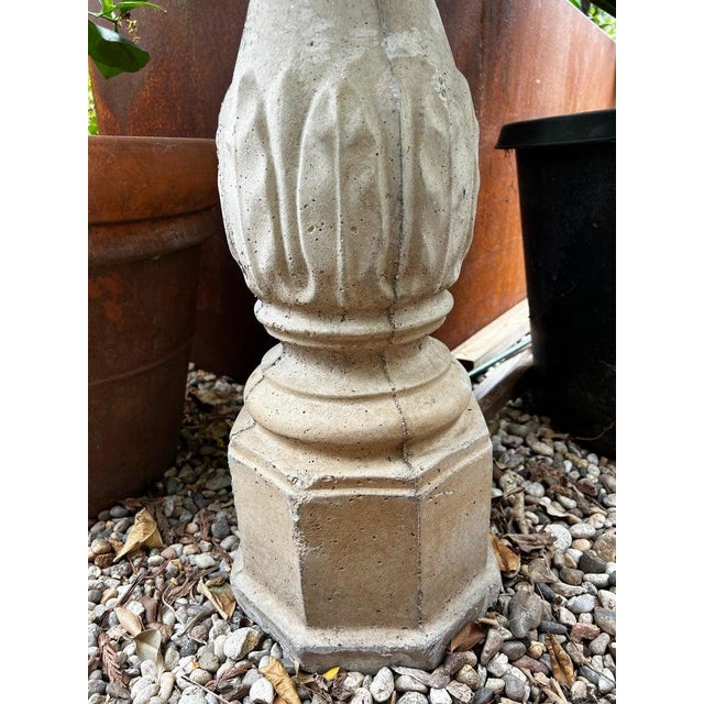 Vintage Concrete Flower Petal Birdbath on Fluted Pedestal For Sale - Image 4 of 7