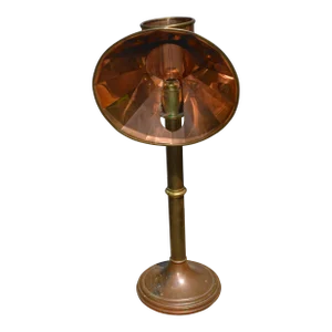 Vintage Sarreid Korea Large Copper & Brass Reflector Candle Stick Student Lamp Light