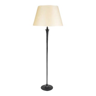 1980s Modern Giacometti Style Solid Bronze Standing Floor Lamp For Sale