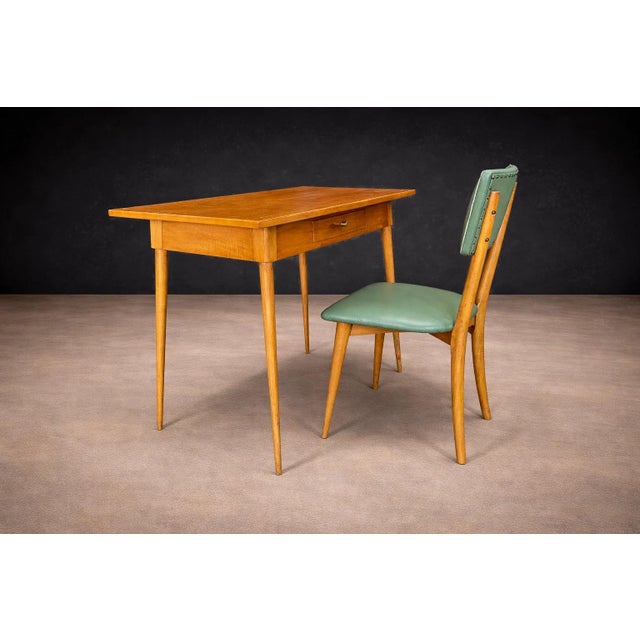 Console With Drawer and Chair in Hardwood, Unknown, 1950s For Sale - Image 9 of 15
