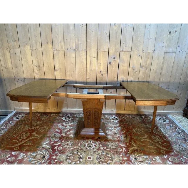 Art Deco Dining Table in Oak For Sale - Image 6 of 9