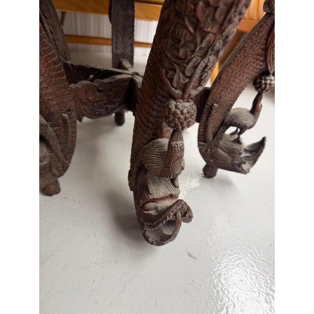 Indian Carved Hardwood Revolving Table For Sale - Image 4 of 8