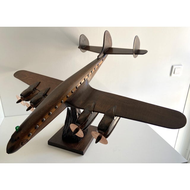 Lockheed Constellation Airplane Sculpture Model in Carved Wood, 1940 For Sale - Image 17 of 18