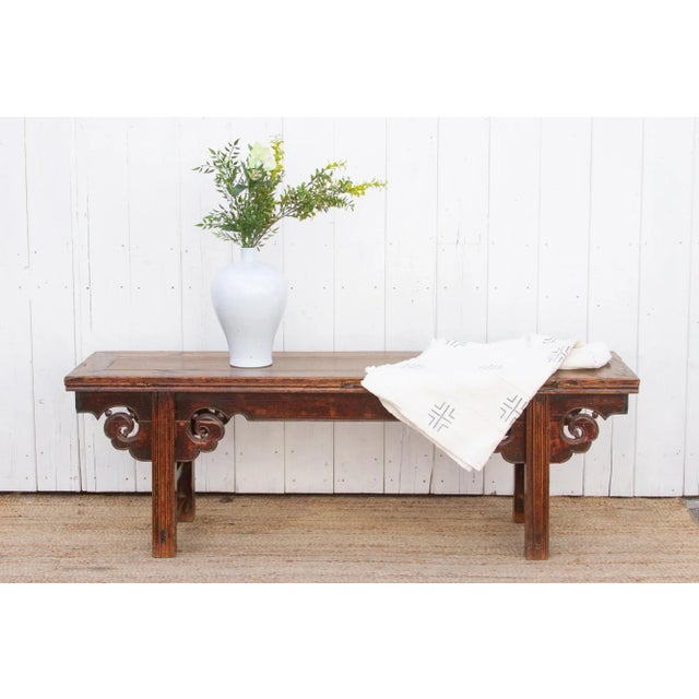 19th Century Scrolled Elm Bench For Sale - Image 10 of 10