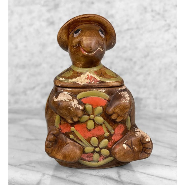 Mid-Century California Pottery Ceramic Turtle Figural Cookie Jar, c.1960's - Pairs Nicely with Many Mid-Century Inspired...