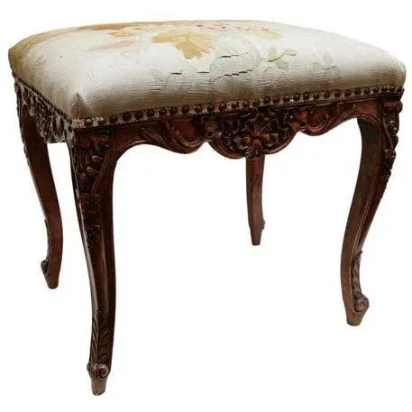 19th Century French Bench with Aubusson For Sale - Image 4 of 4