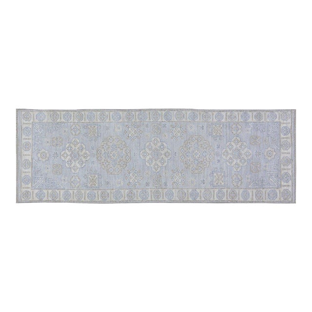 Turkish Oushak Hand Knotted Wool Rug, 3'x10' For Sale