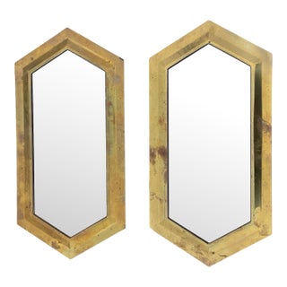 Vintage Brass Decorative Mirrors- Set For Sale